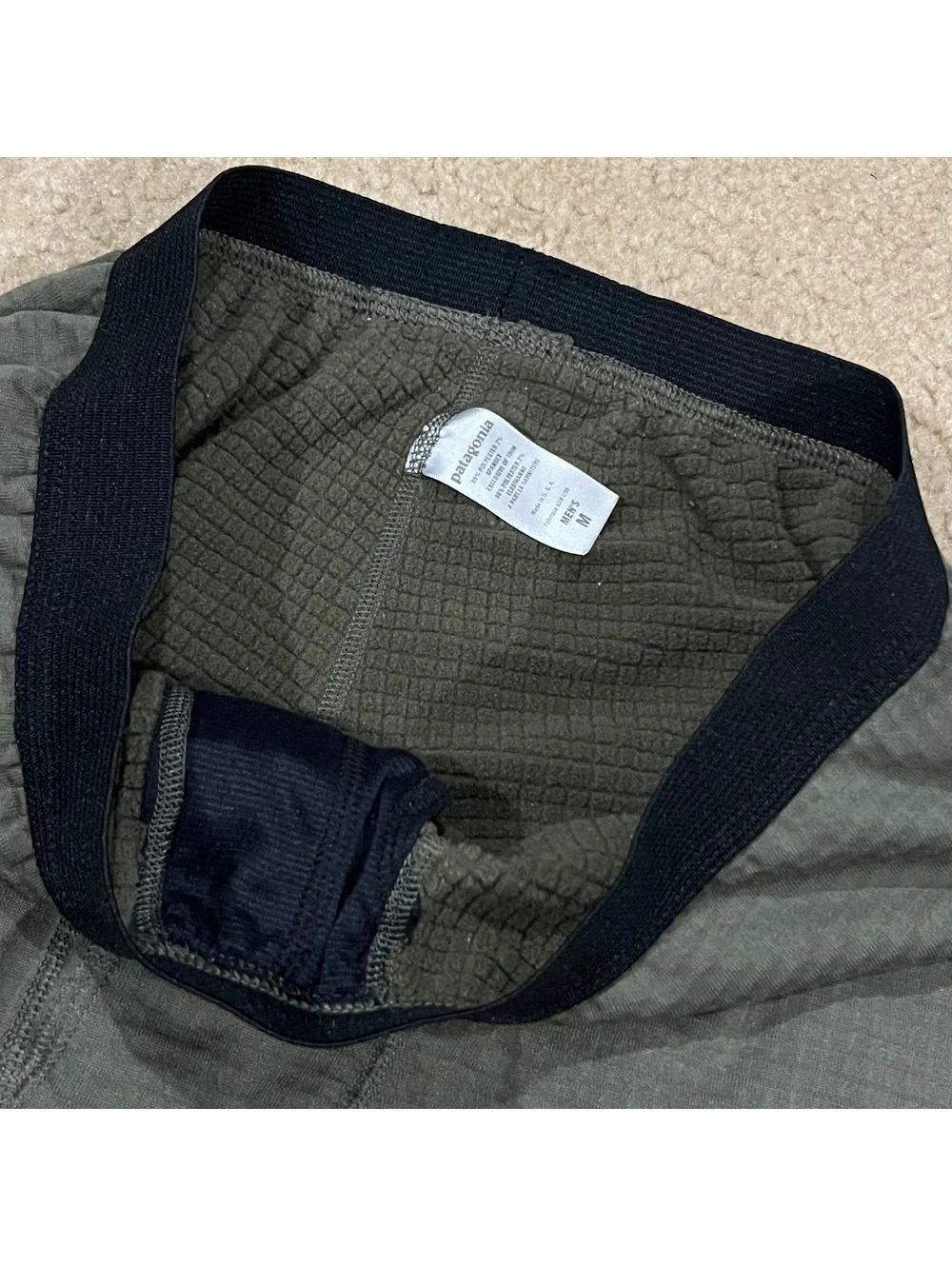Vintage Patagonia R1 Waffle Fleece Green Bottoms Size Medium (flawed)